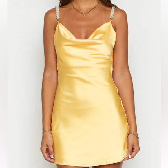 Beginning Boutique Dresses & Skirts - Beginning Boutique Yellow Satin Mini Dress